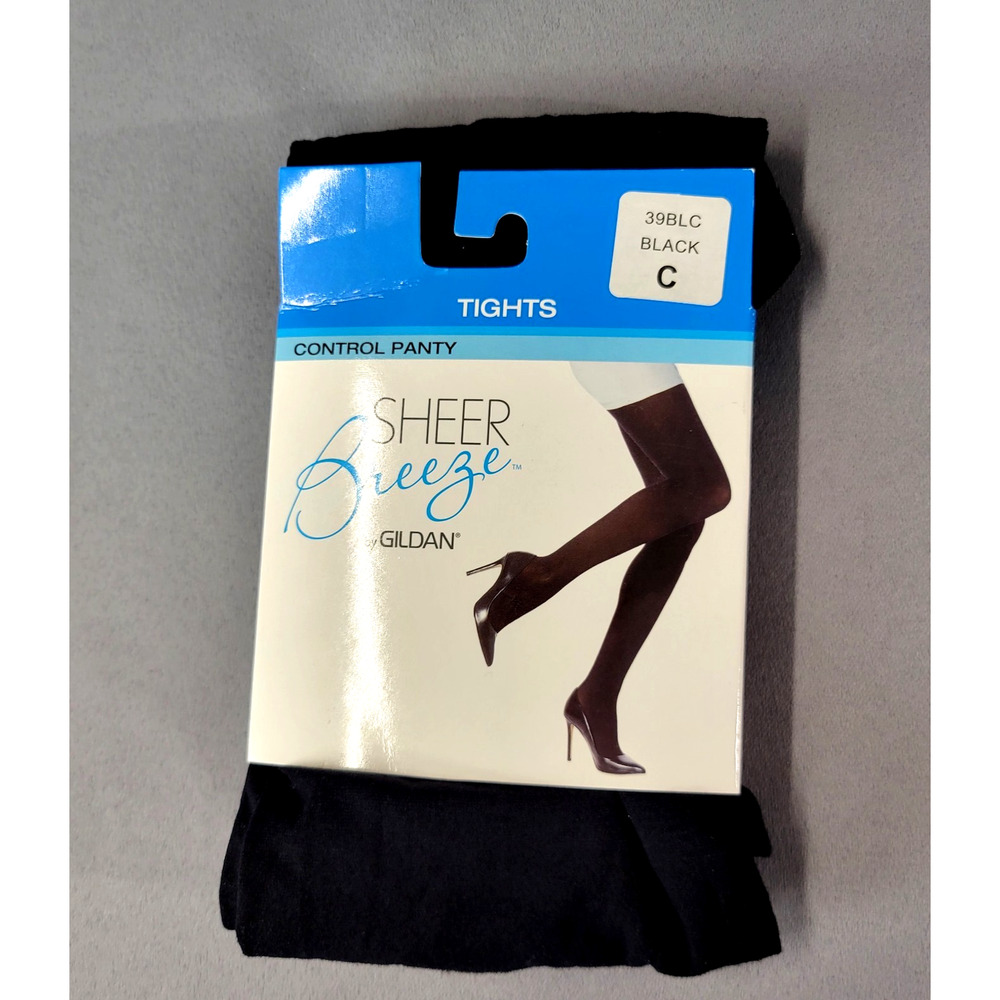 Sheer‎ Breeze Tights Womens Size C Black Control Panty by Gildan New